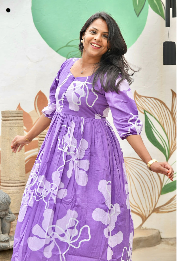 Lilac Casual Dress With Lining