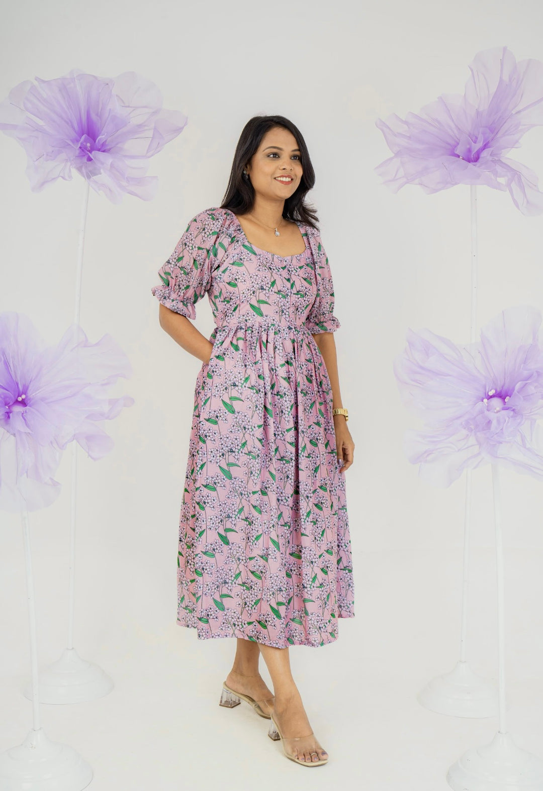 Emma  casual  Dress With Lining "Non-Maternity &  maternity Feeding-Friendly Dress"