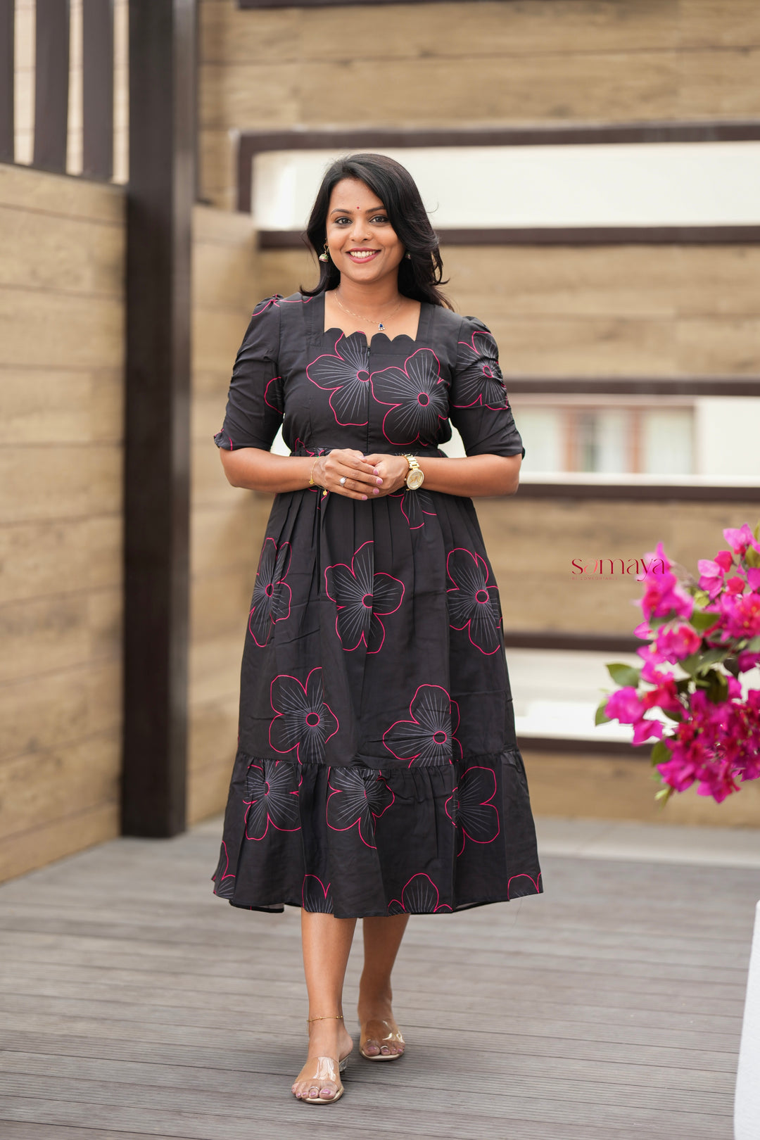 Siyaara Dress With lining( Wrinkle-Free Cotton Blend Dress)