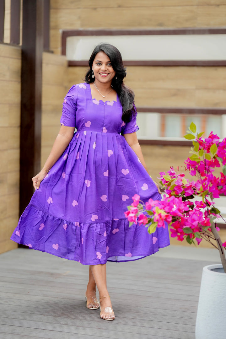 Purple Heart Dress With Lining