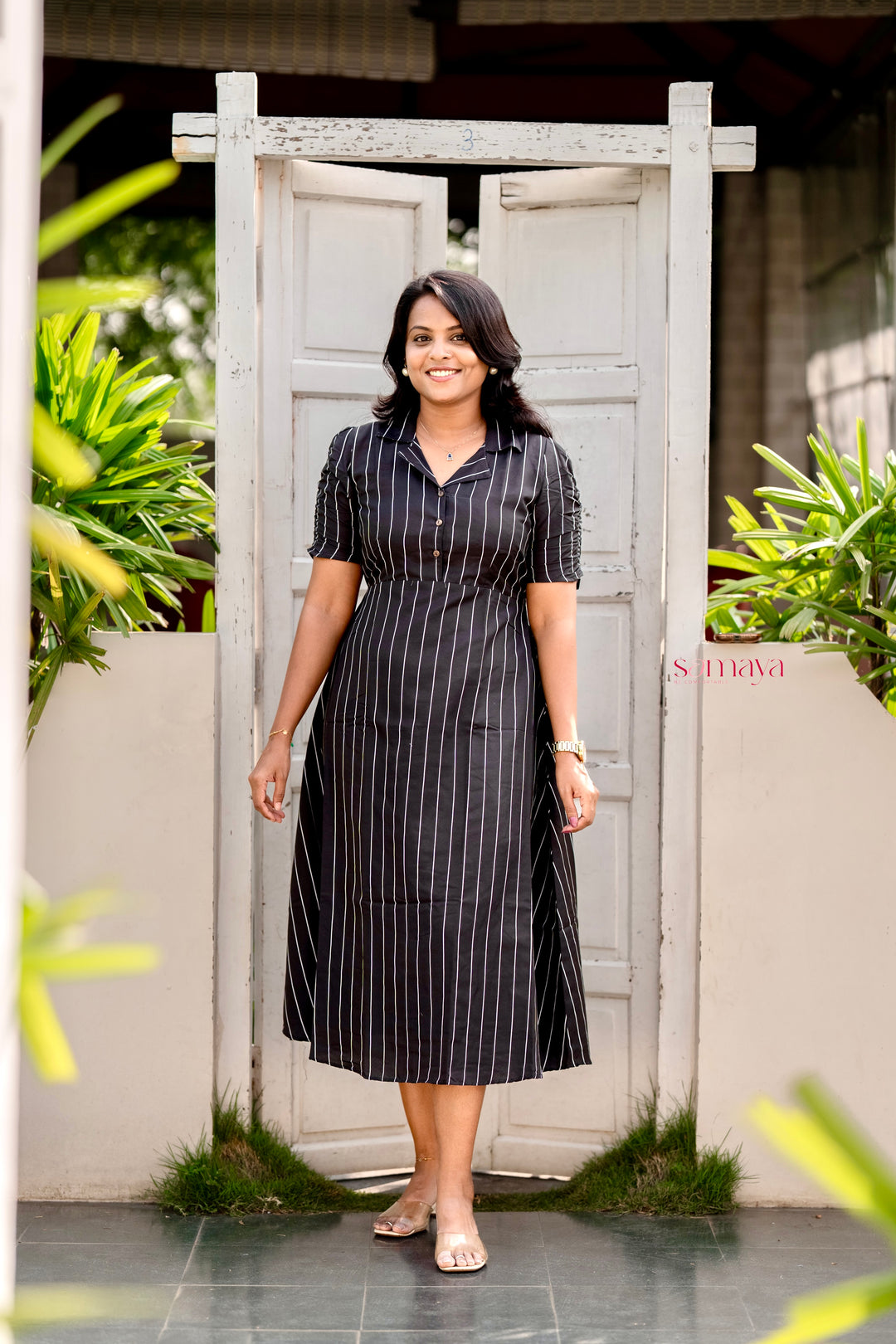 Maya checked Casual Dress With Lining