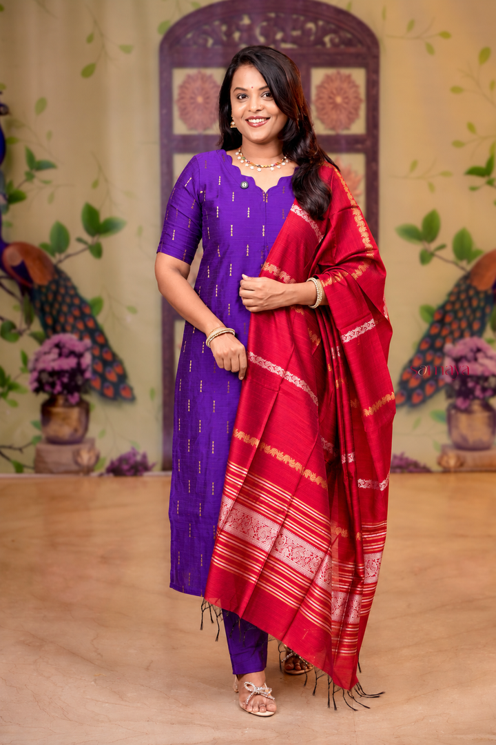 Back to roots  raw silk Kurta 3 piece set