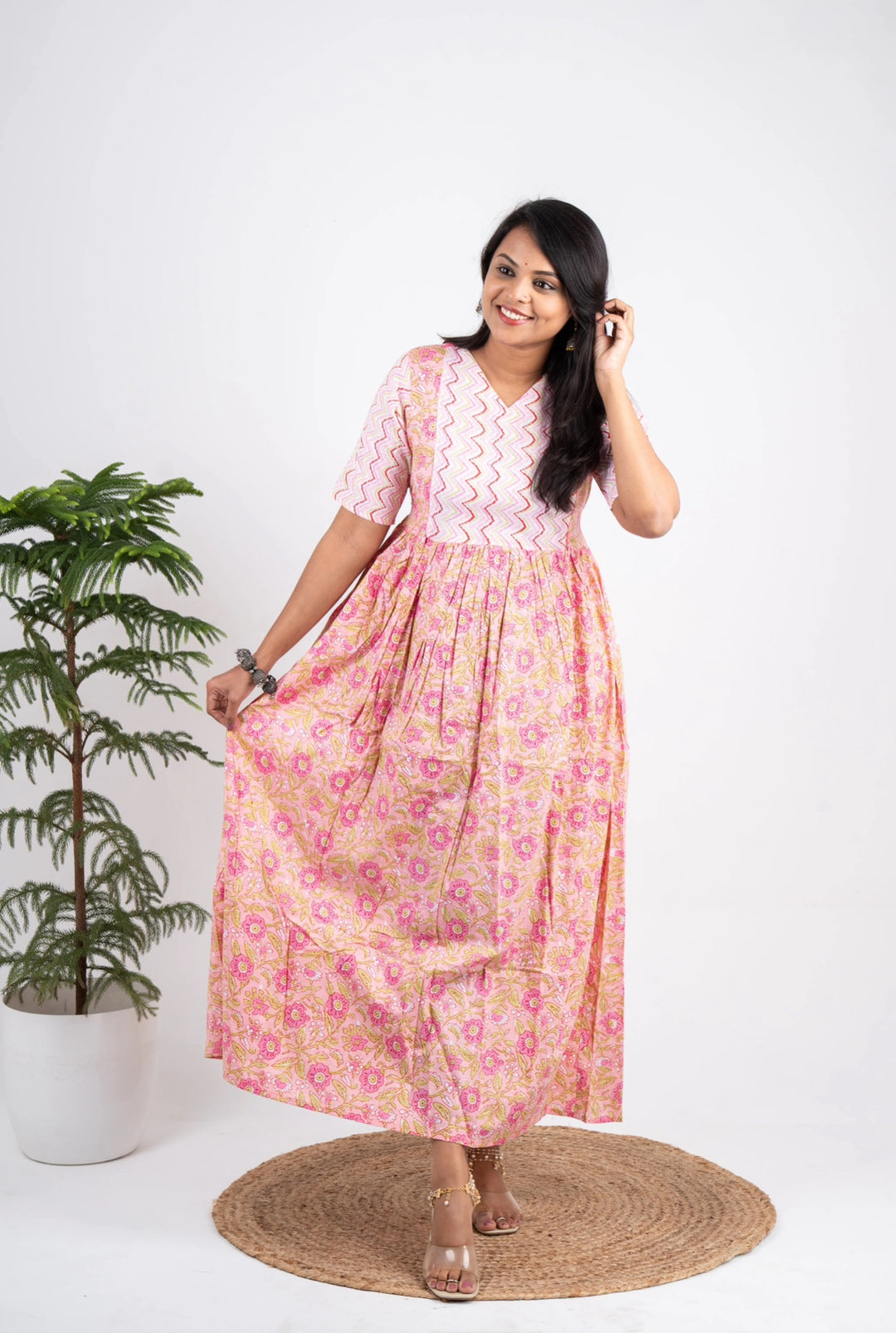Maxi Preetha  Maternity Feeding day to night dress without lining