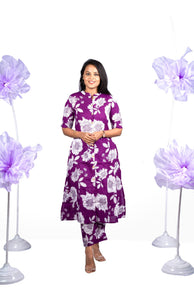 Urvashi cotton Kurta set ( button  opening)