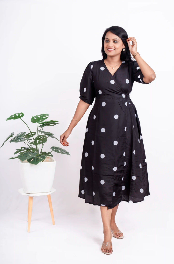 Black Wrap Dress With Slip ( choose smaller size for good fit )