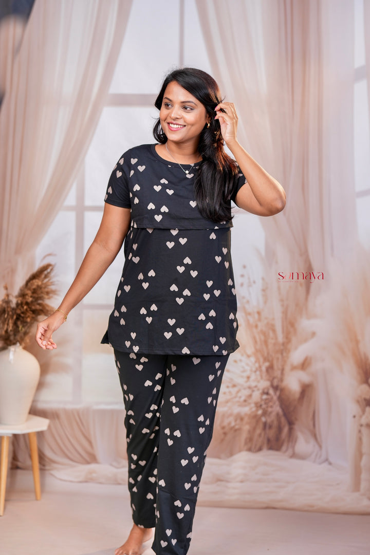 Black Heart Feeding Pant Set