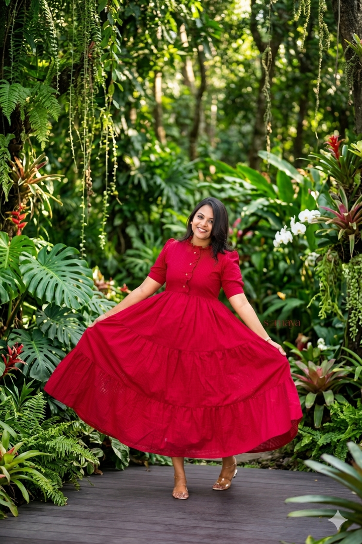 Deepika  maxi cotton  Dress With Lining(Ultimate Layered Flare Dress)