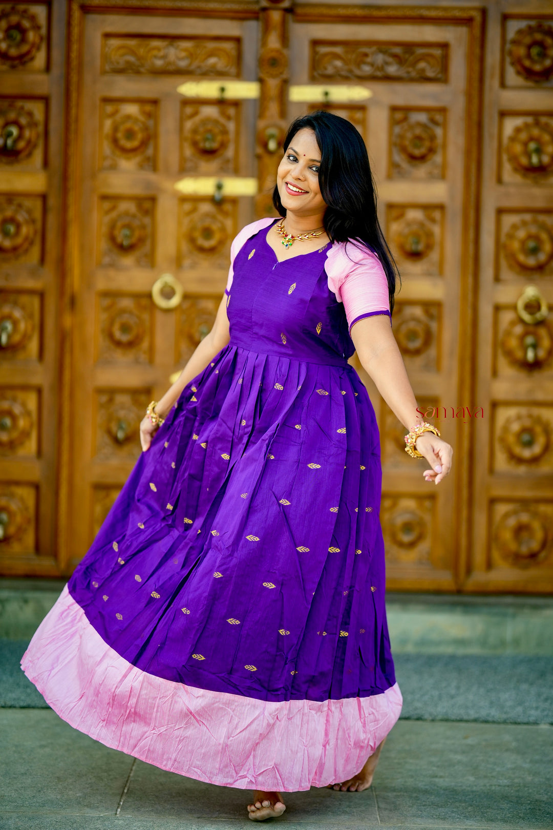 Soundarya raw silk maxi Dress With Lining