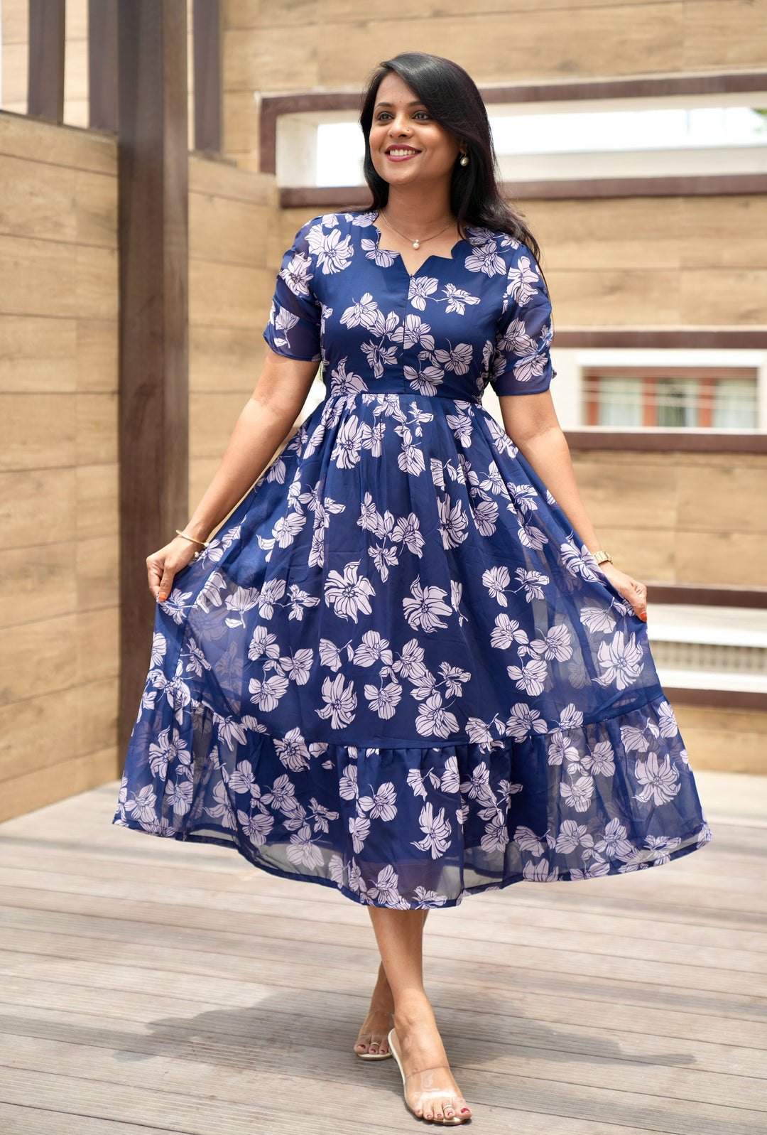 Lilly Georgette Casual  Dress With Lining