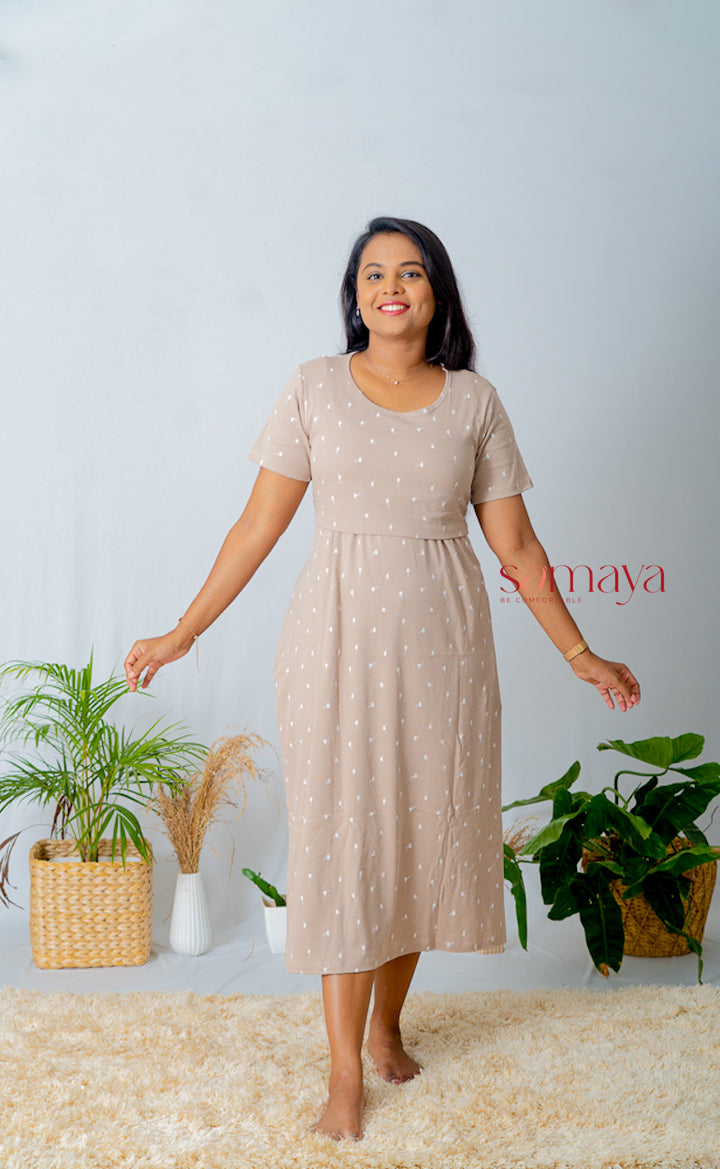 Maxi Creamy Ribbed( Minor embroidery variation so sold at sale price) ( Samaya exclusive premium fabric )