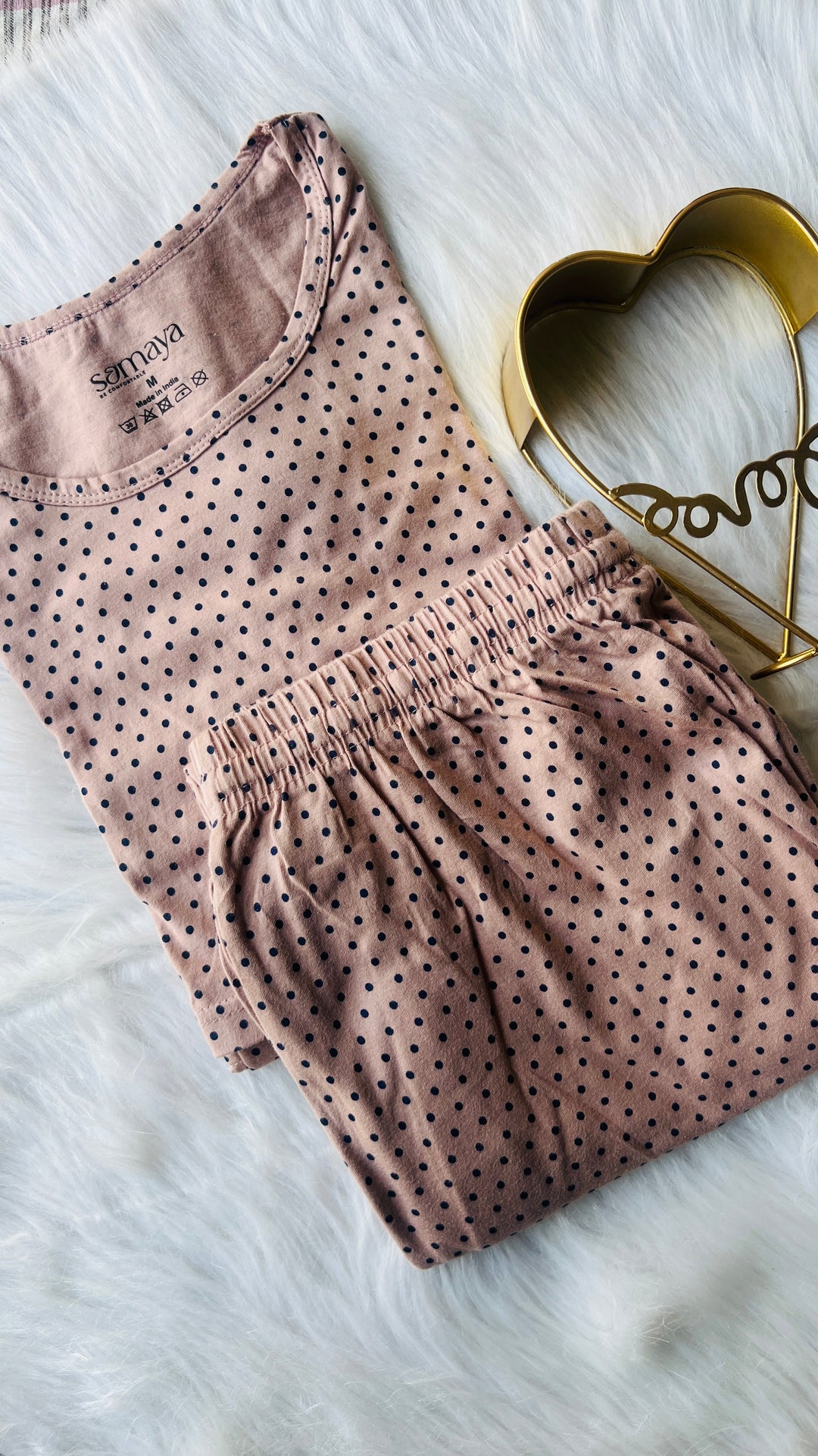 Polka Feeding Pant Set nursing top and pants with flower print in soft cotton blend for comfortable maternity wear