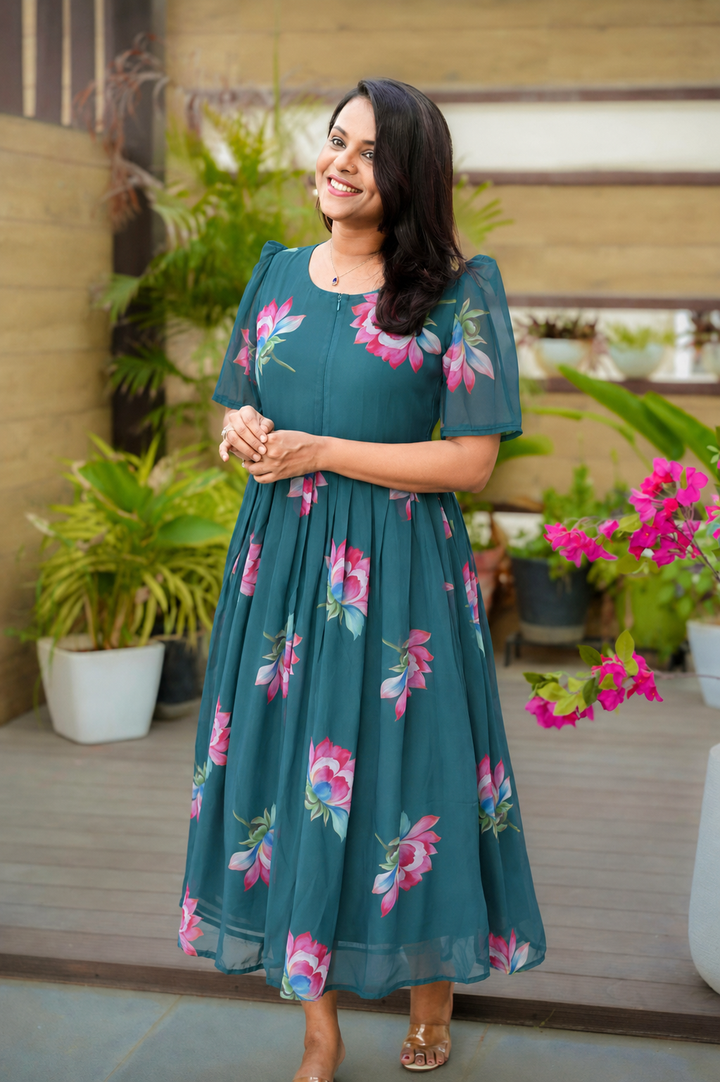 Riya georgette casual  Dress With Lining ( No-Iron Everyday Dress)