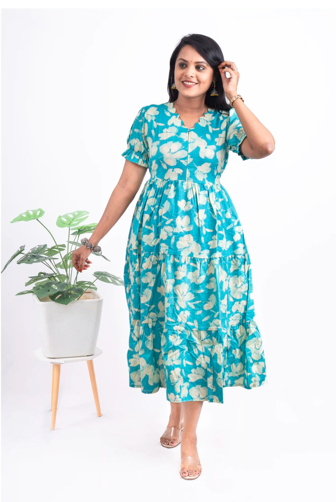 Skyblue day to night dress without lining