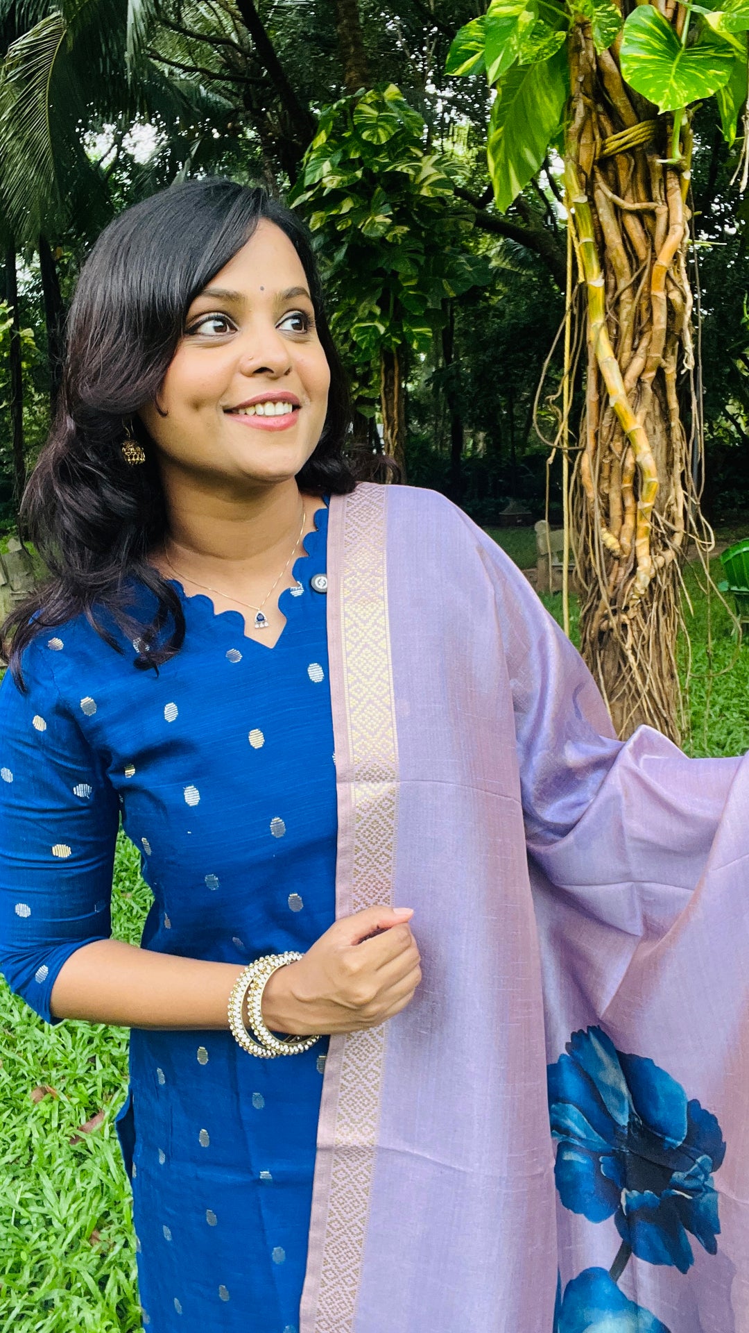 Aruvi -blue  raw silk kurta with dupptta ( ready to dispatch)set of 2