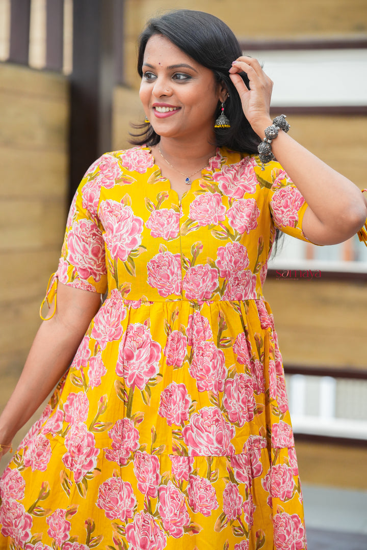 Manjal  casual Dress With Lining