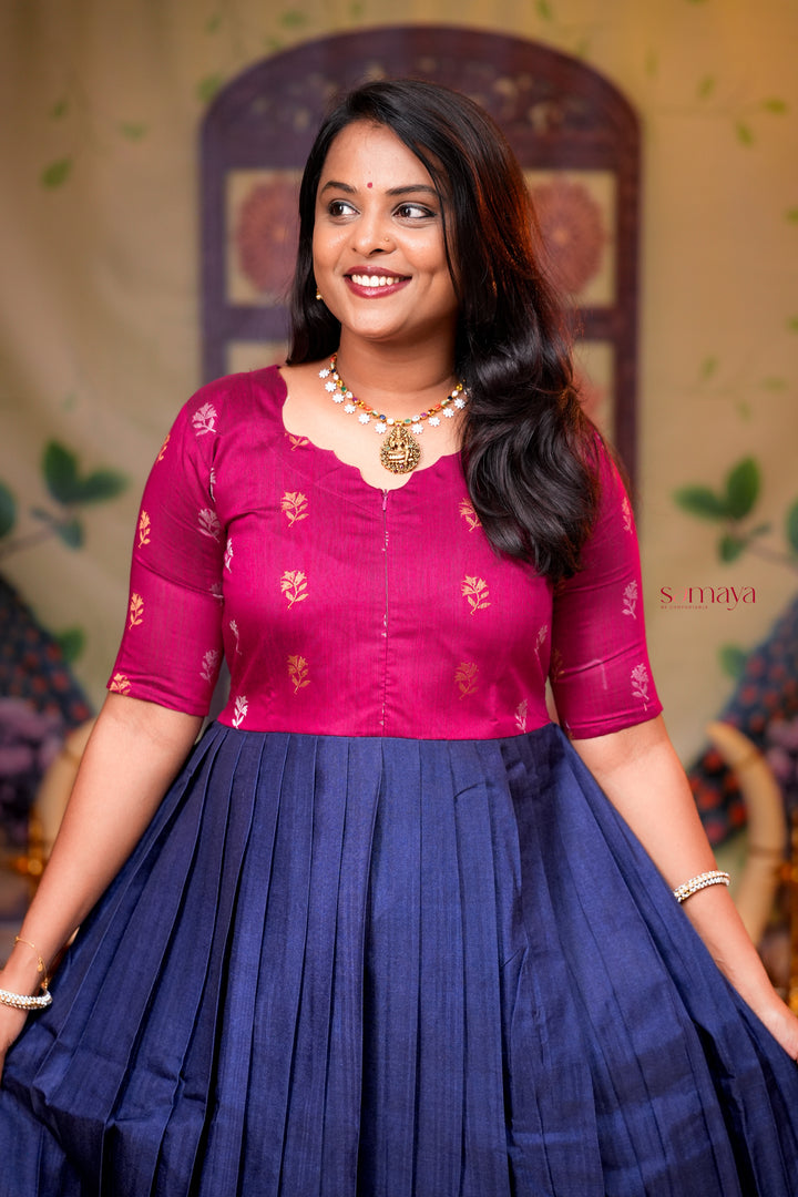 Varshini - blue festive  maxi dress with lining