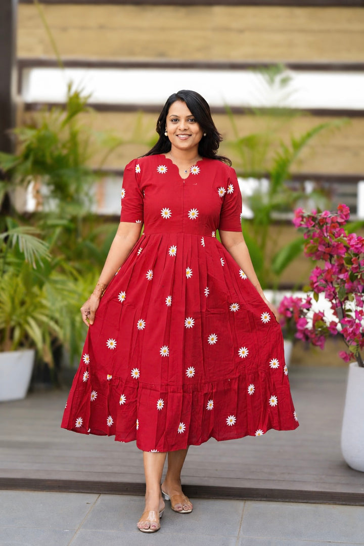 Daisy - red Casual Dress With Lining