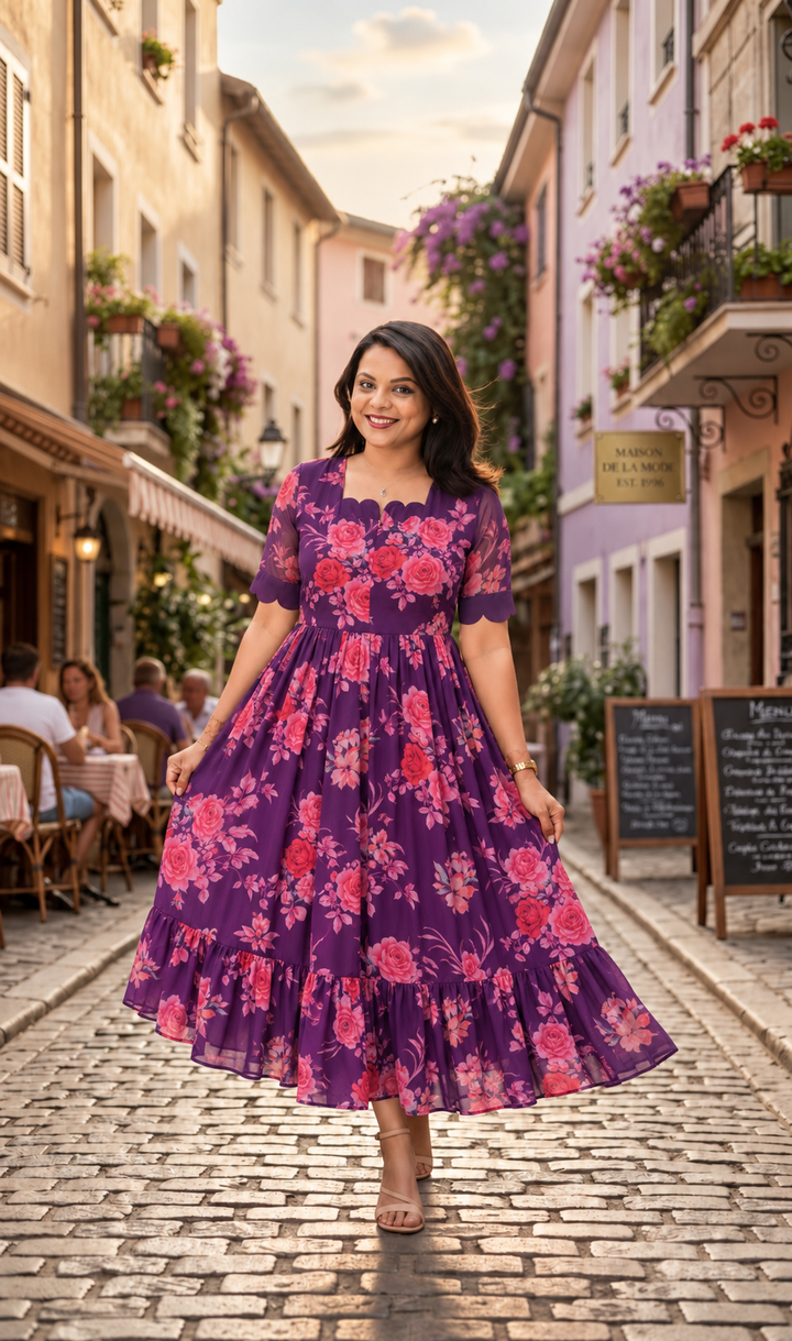 Riya- georgette casual Dress With Lining ( No-Iron Everyday Dress)