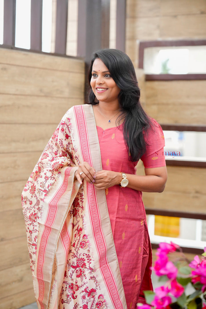 Divya  3 piece raw silk suit set with dupptta set of 3 ( Ready to dispatch )