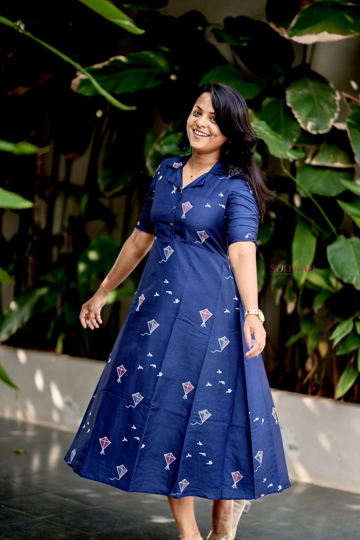 Kite Casual Dress With Lining( Wrinkle-Free Cotton Blend Dress)