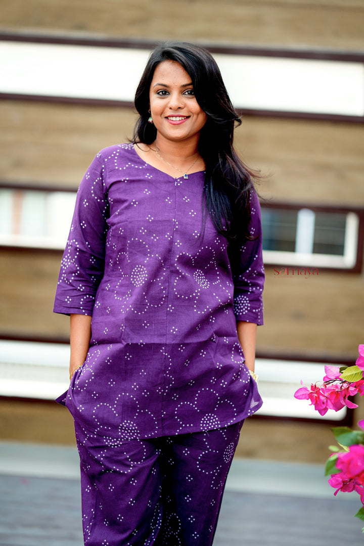 HAASYA Purple Night Co-ord Set