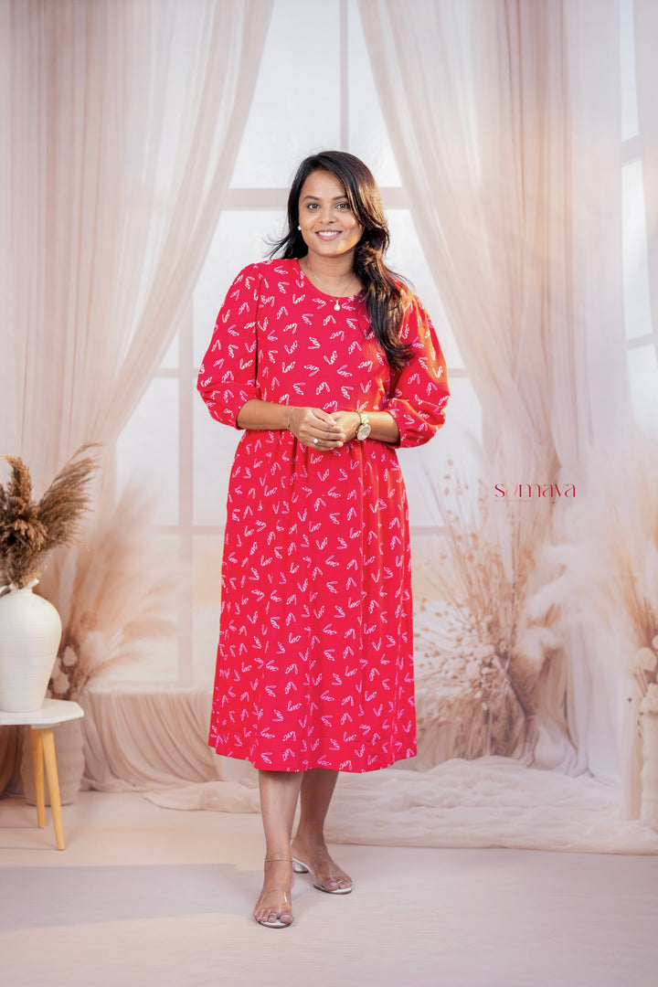 Calf Length  Love Waffle Light Weight Dress