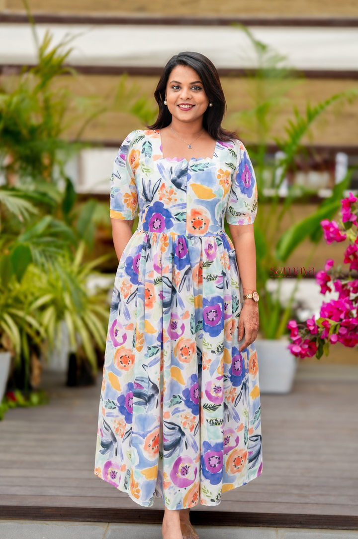 Nayam georgette casual  Dress With Lining ( No-Iron Everyday Dress)