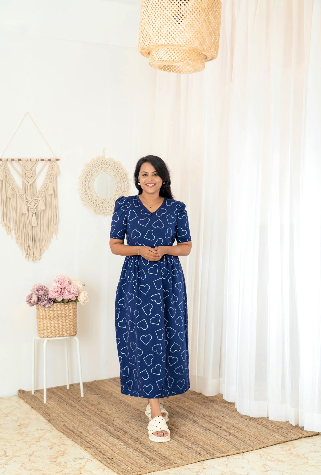 Maxi Navy Heart Light Weight Dress