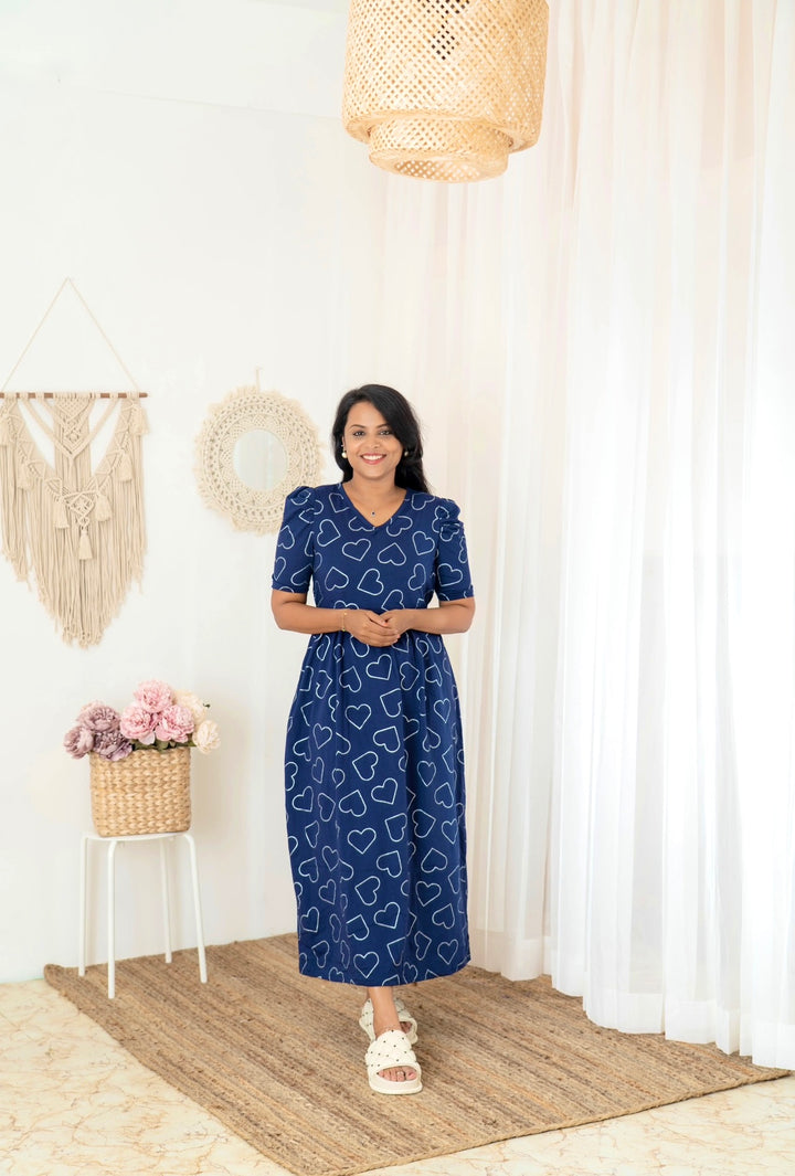 Maxi Navy Heart Light Weight Dress