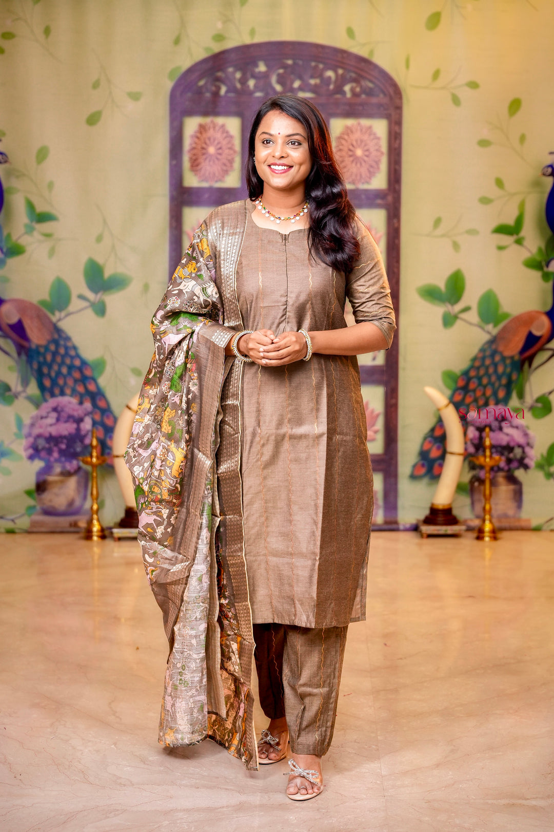 Silver raw silk Kurta 3 piece set with silver  dupptta