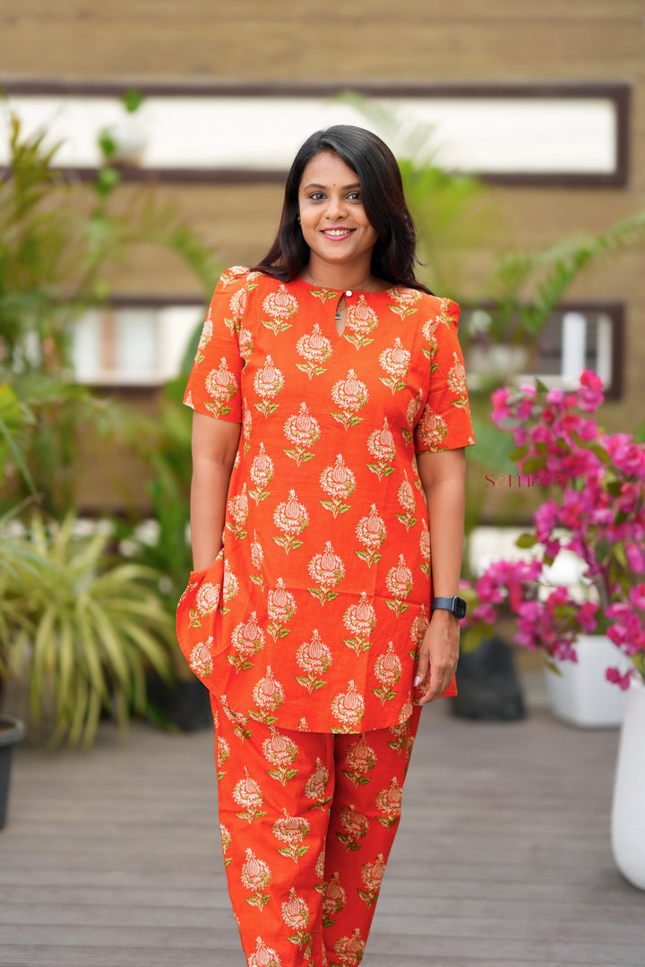 Nila-Orange flower co-ord set