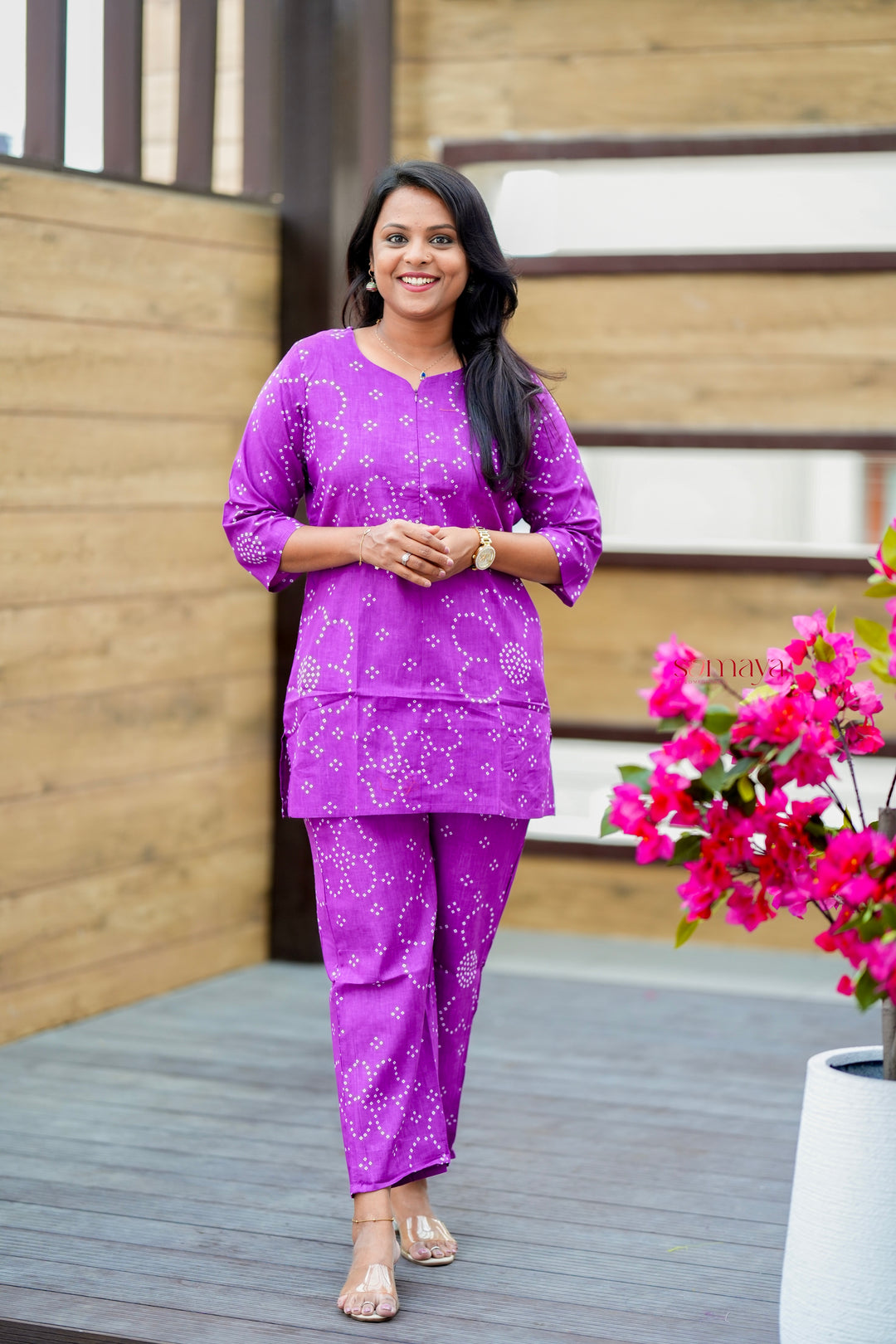 Violet dot Night Co-ord Set