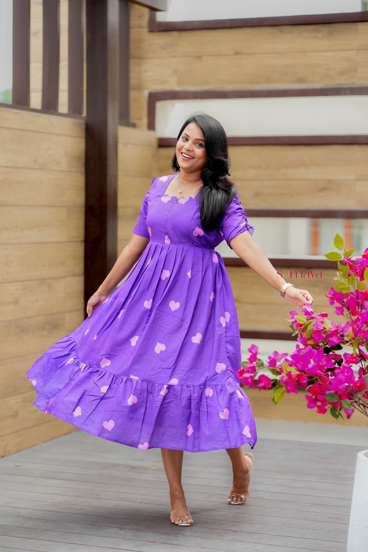 Purple Heart Dress With Lining