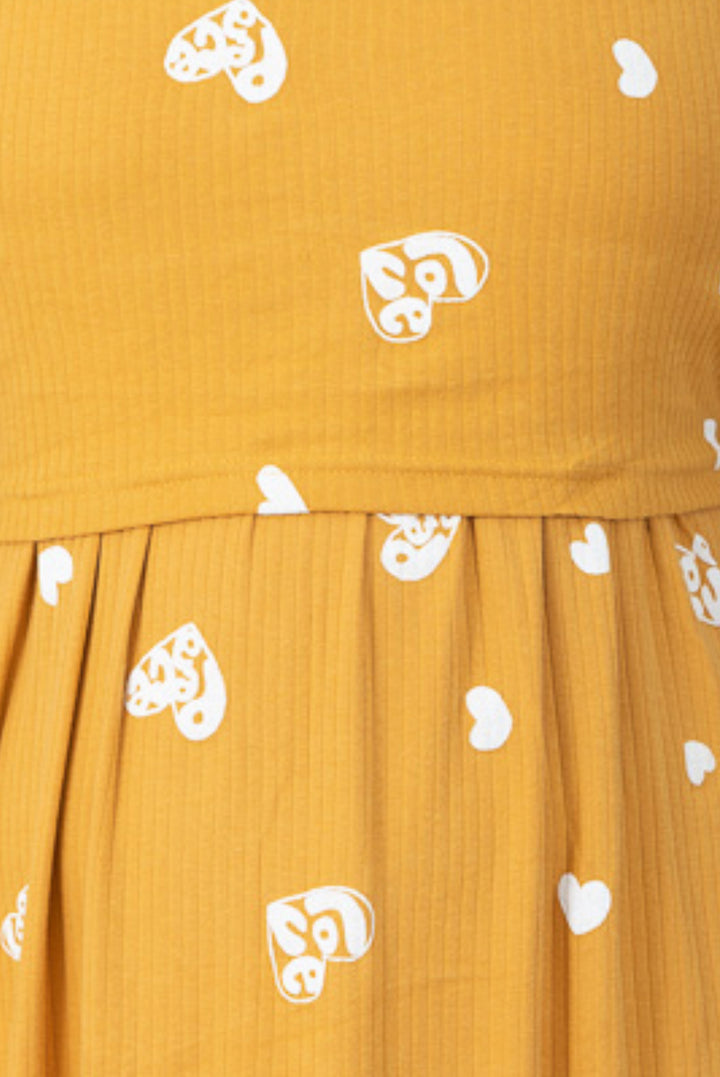 Midi Mustard Love Ribbed( Minor embroidery variation )