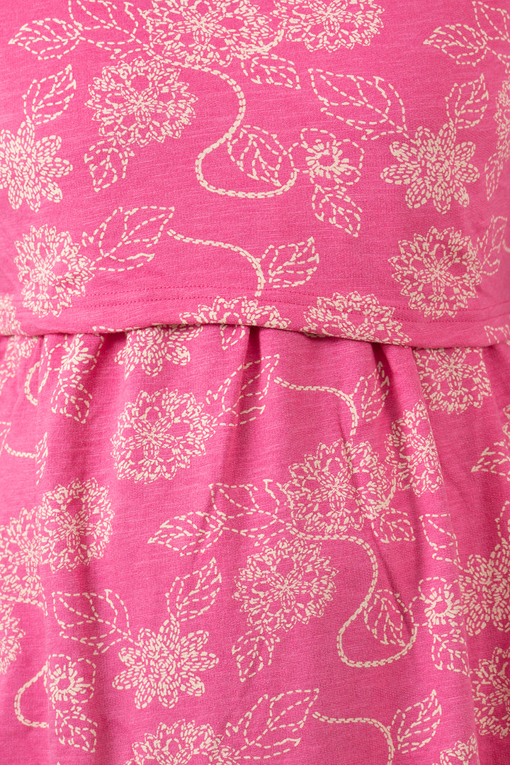 Midi Pink Flower Dress( Minor embroidery variation so sold at sale price )