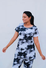 Load image into Gallery viewer, Marble Maternity T-shirt Alone poly Lycra(Neck stitched slightly side wise so sold at 199)
