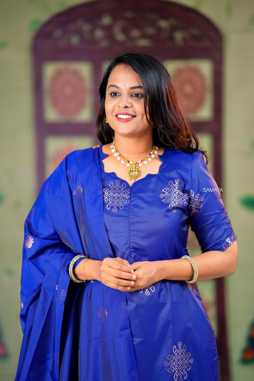 Kollam -blue 3 piece soft silk set