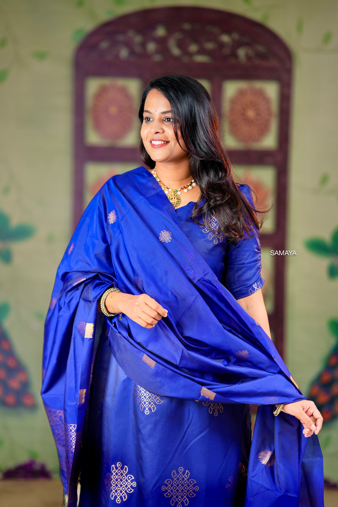 Kollam -blue 3 piece soft silk set