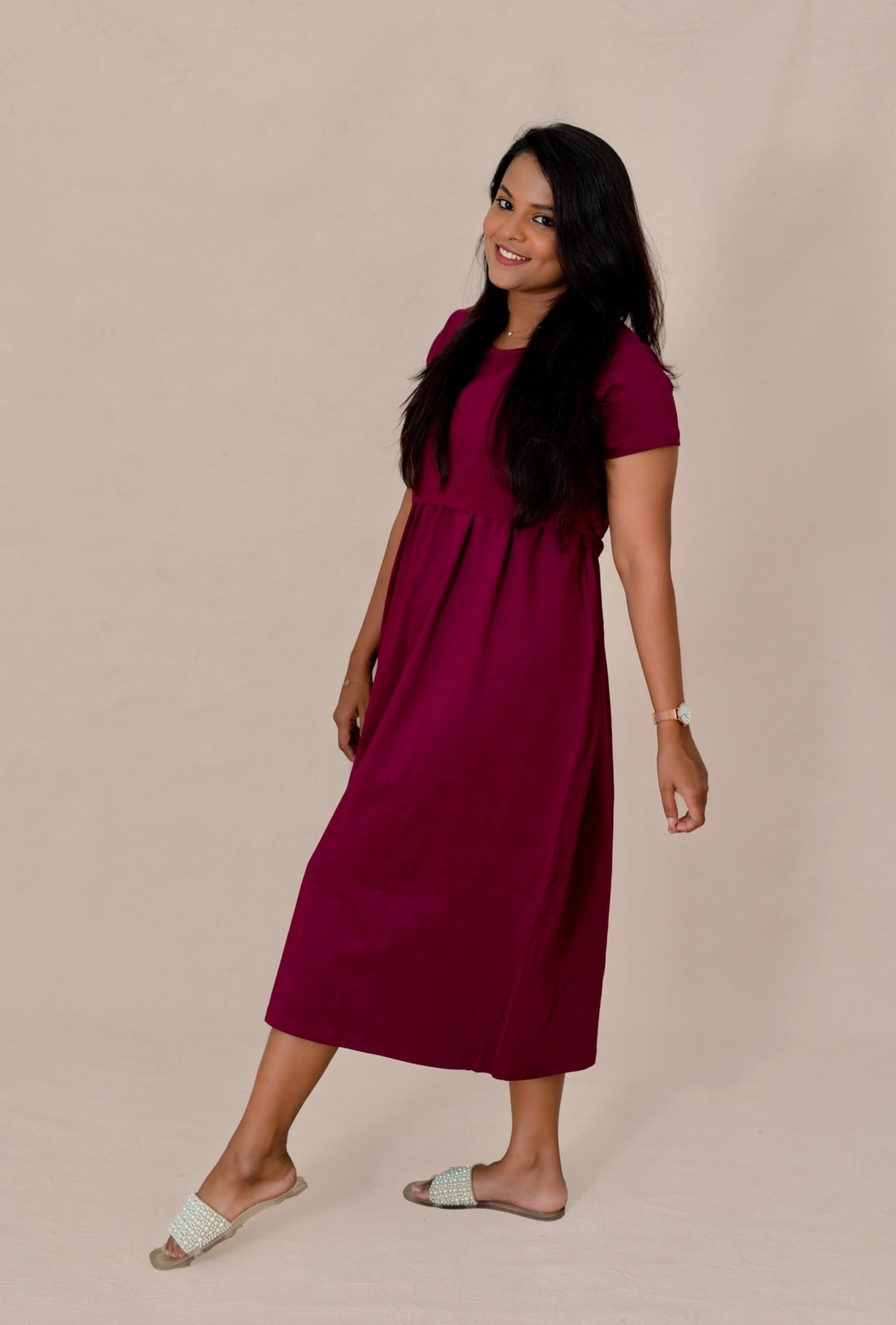 Maxi    -Wine thick winter dress( Minor embroidery variation so sold at sale price )