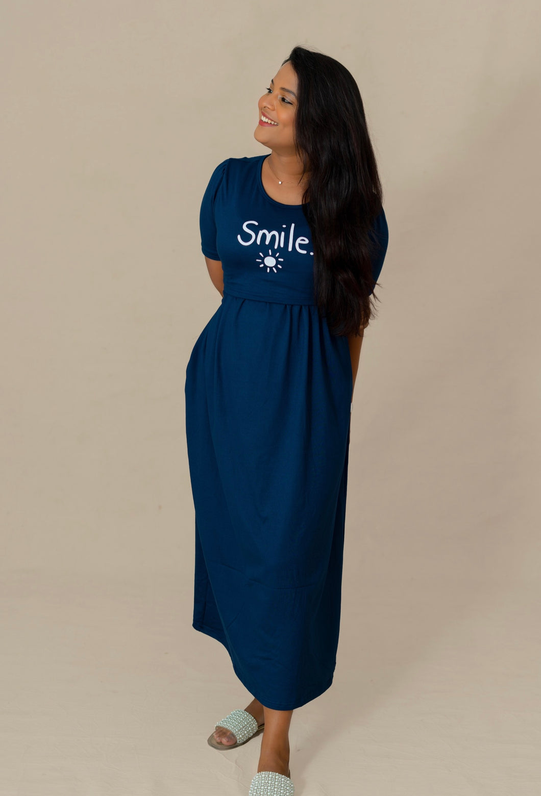 Maxi Navy Smile Thick Fabric