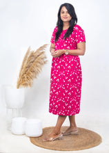 Load image into Gallery viewer, Midi Hot Pink normal  Weight  dress ( Samaya exclusive premium fabric )
