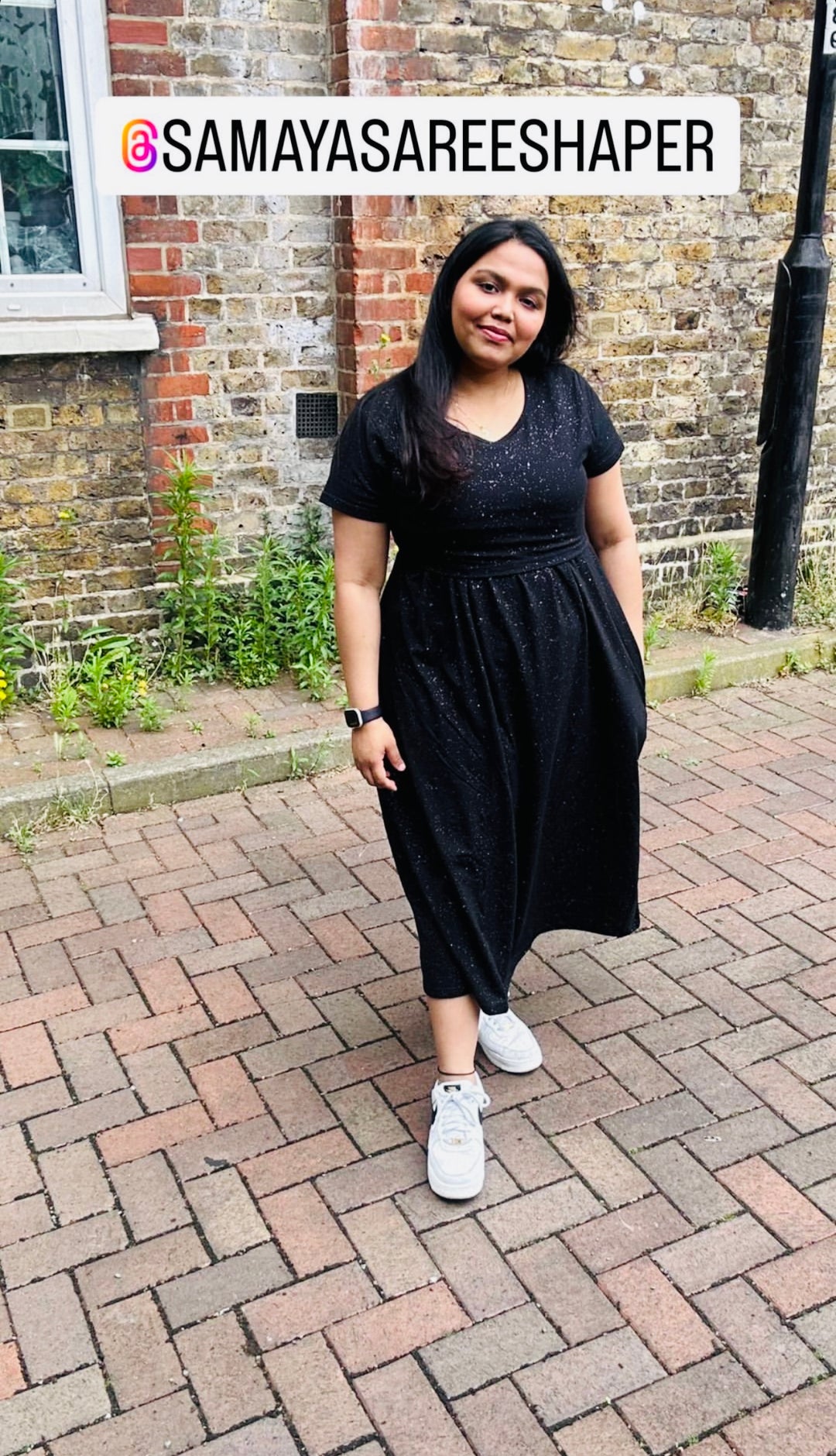 Midi Black Shimmer Thick Fabric