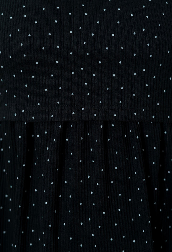 Midi Black Ribbed Dress ( Minor embroidery variation )