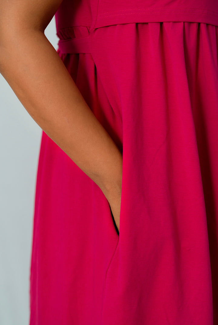 Midi Hot pink light weight summer collections dress( Minor embroidery variation so sold at sale price )
