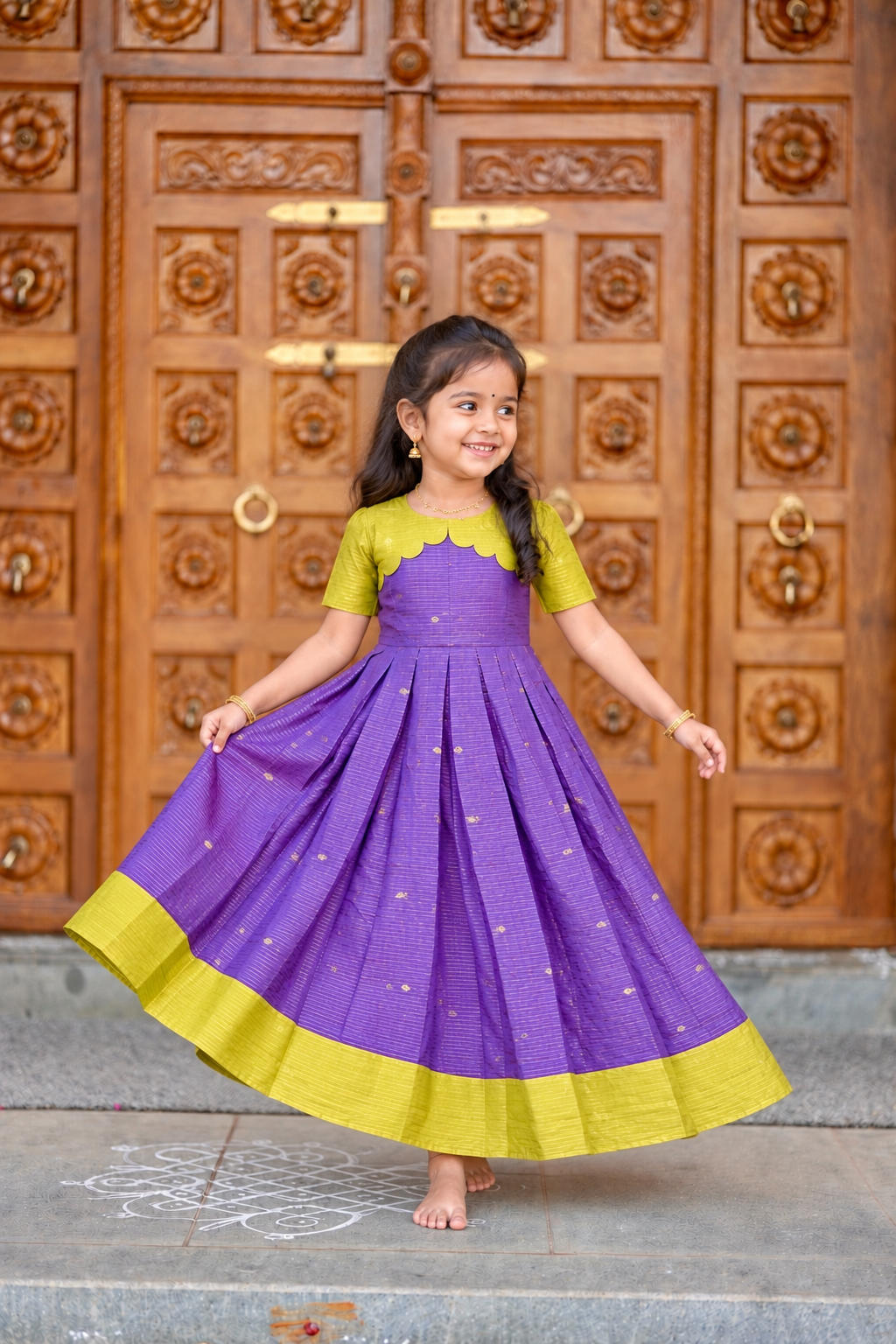 Radhai -lavender kids Dress With Lining