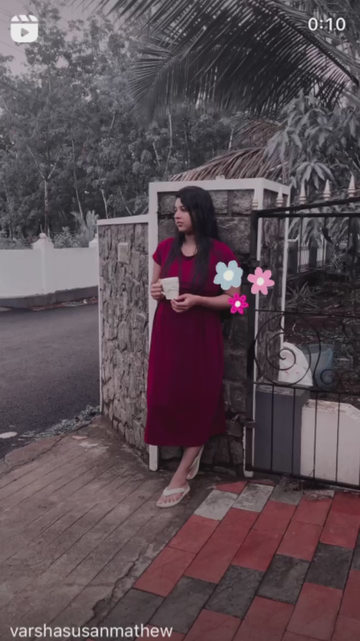 Maxi    -Wine thick winter dress( Minor embroidery variation so sold at sale price )