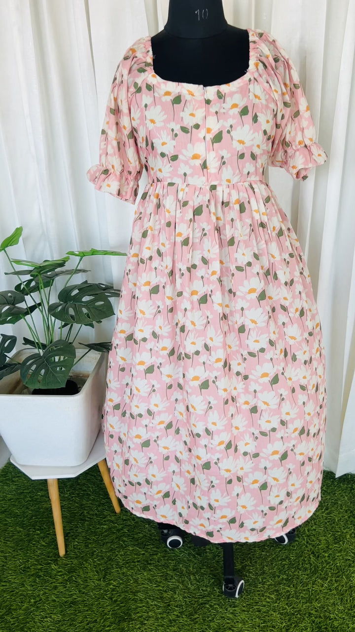 Tara  casual Dress With Lining "Non-Maternity & Feeding-Friendly Dress"