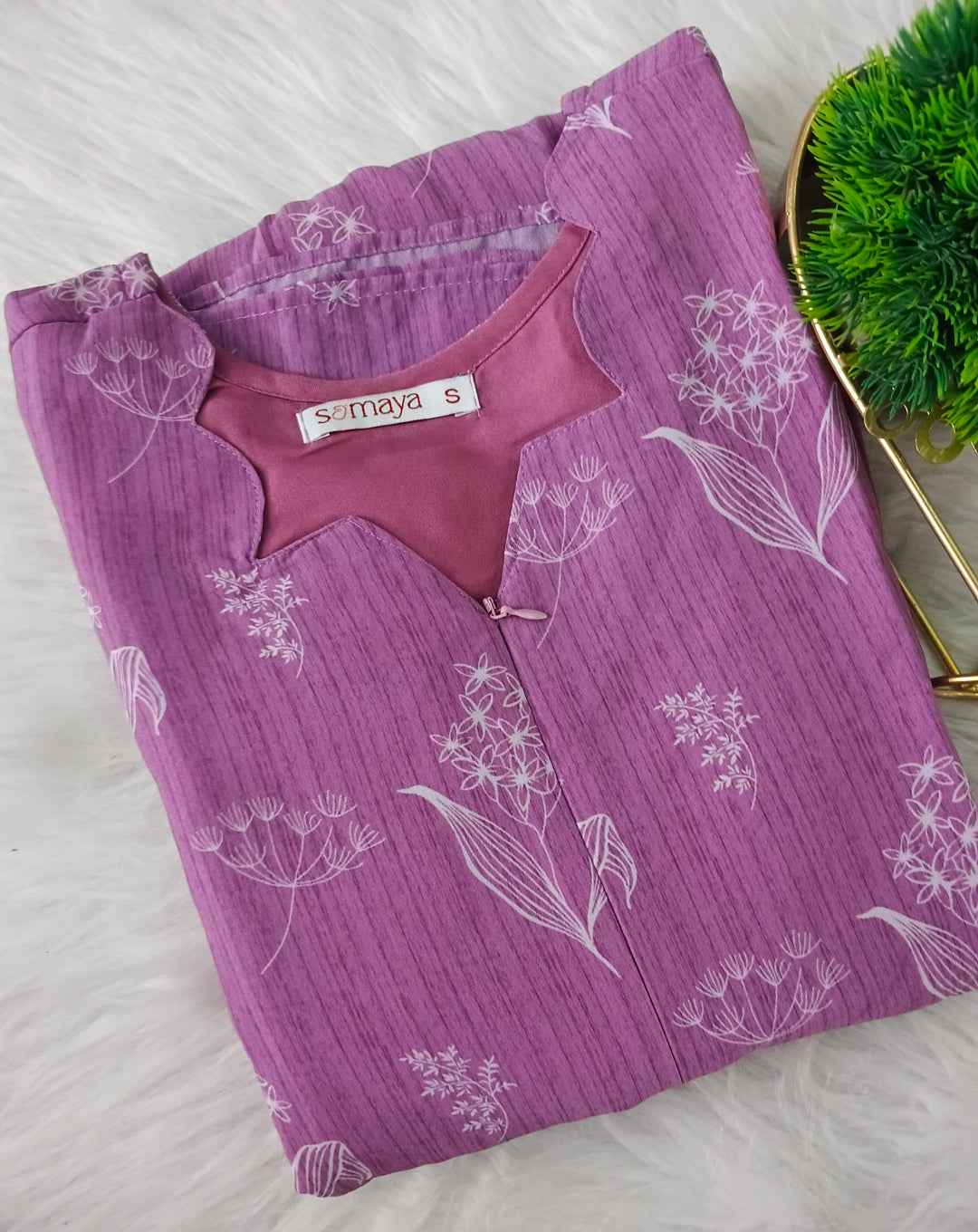 Lilac Georgette Casual  Dress With Lining ( No-Iron Everyday Dress)