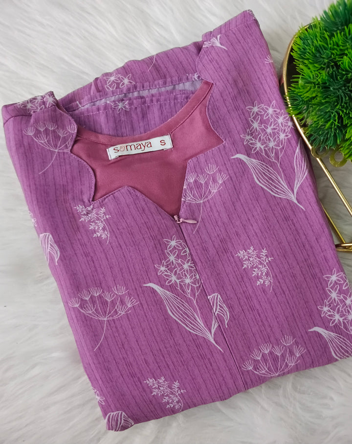 Lilac Georgette Casual  Dress With Lining ( No-Iron Everyday Dress)