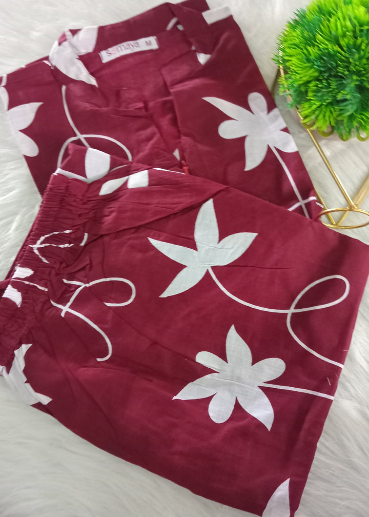 Theera - Maroon Night Co -ord  Set ( pre order )